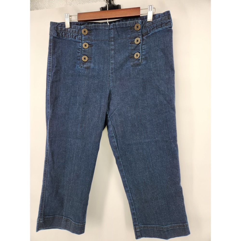 Lauren Ralph Lauren Sailor Jeans Womens 12 Dark Wash Cropped Capri Button Front